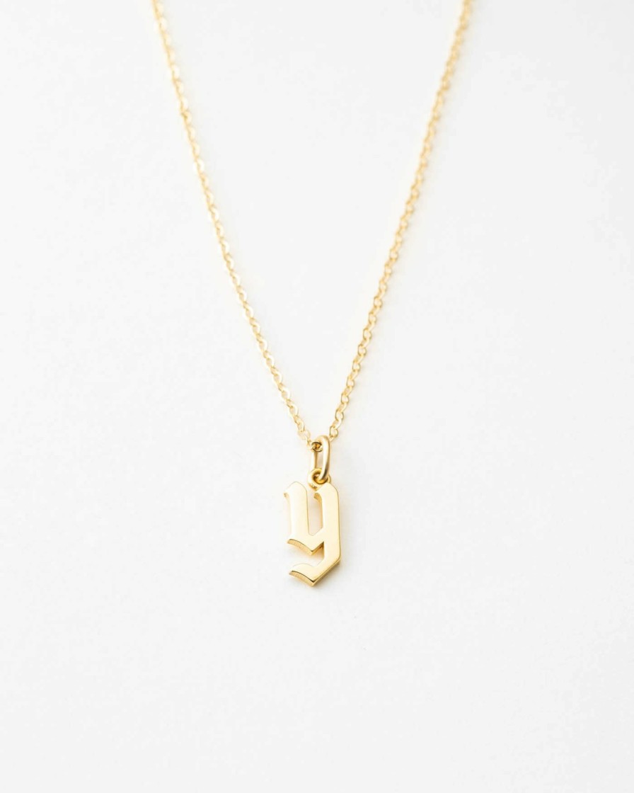 Categories GLDN | Dainty Gothic Initial Necklace