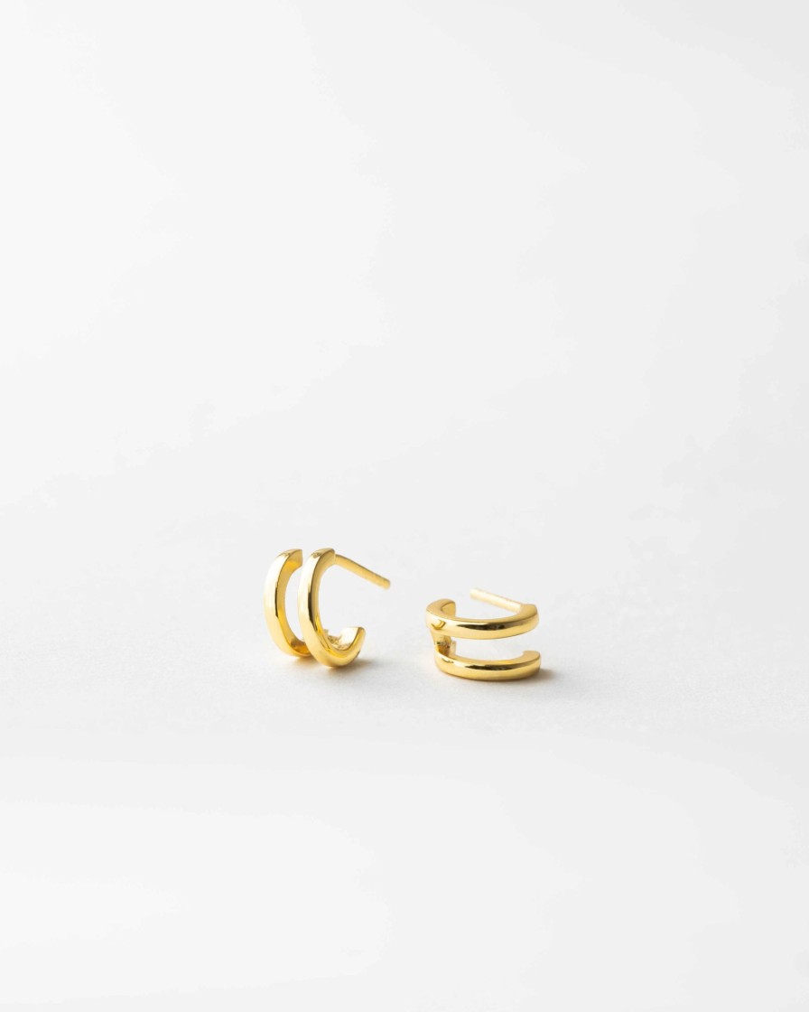 Categories GLDN | Double Huggie Hoops Vermeil