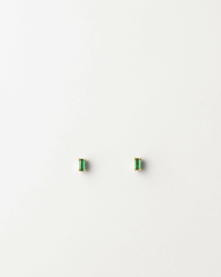 Categories GLDN | Emerald Green Baguette Studs